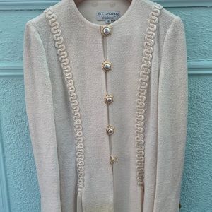 St. John White Long Sweater/Jacket in size 10